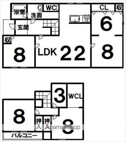 根室本線 芽室駅 徒歩14分 2階建 築44年(4SLDK)の間取り写真
