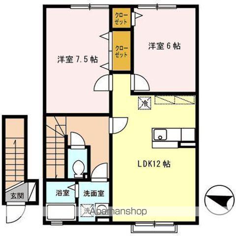 グランモア石江(2LDK/2階)の間取り写真