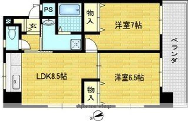 フルリールトウラ(2LDK/5階)の間取り写真