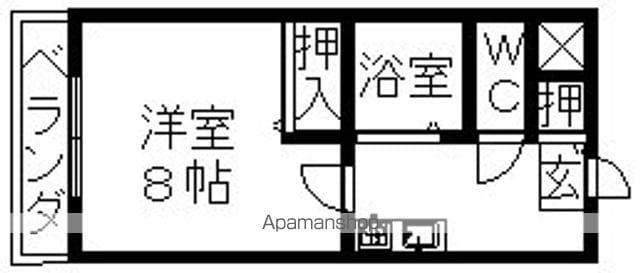 エランドールH(1K/1階)の間取り写真