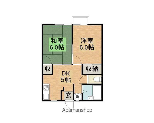 グリーンハウスⅡ(2DK/1階)の間取り写真