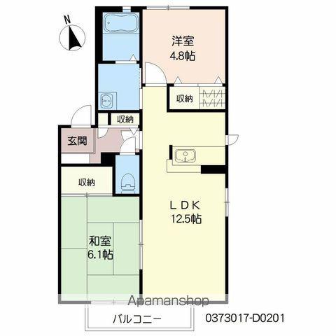 シャーメゾン昴D(2LDK/2階)の間取り写真