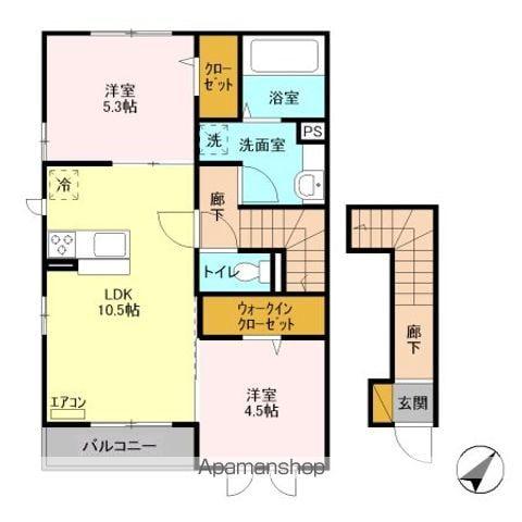シャルマン(2LDK/2階)の間取り写真