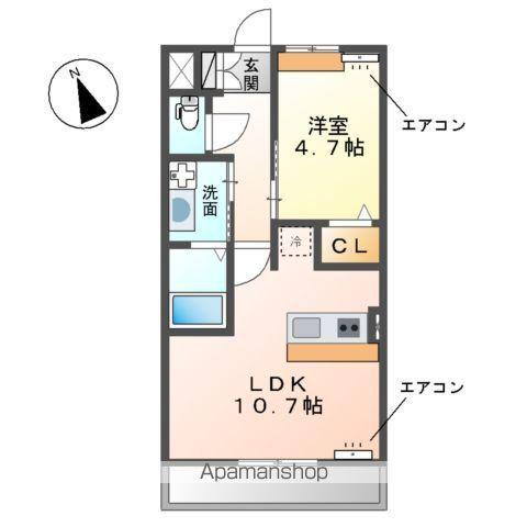 ロイヤル パピヨン(1LDK/1階)の間取り写真