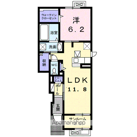 メゾン・パルフェ(1LDK/1階)の間取り写真