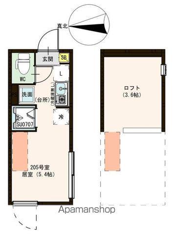 ハーモニーテラス中村南(ワンルーム/2階)の間取り写真