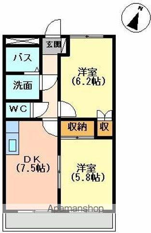 ウィステリアWIND(2DK/2階)の間取り写真