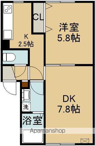 レモンハイツ山の手(1LDK/2階)の間取り写真