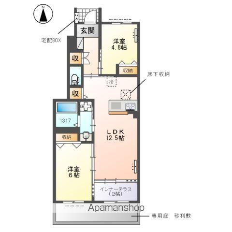 千代田・常磐緩行線 柏駅 バス乗車時間：11分 入谷津バス停で下車 徒歩1分 2階建 築1年(2LDK/1階)の間取り写真