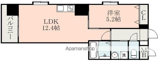 SEA FLAT(1LDK/6階)の間取り写真