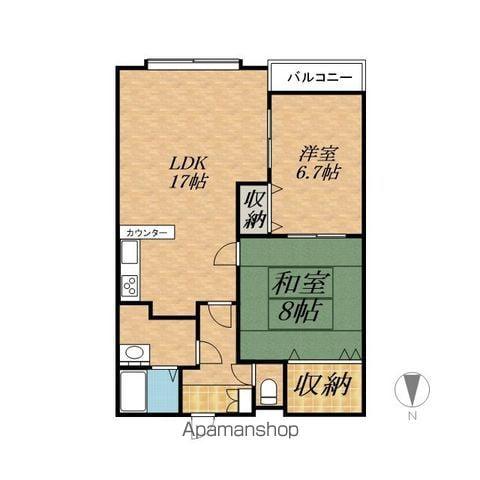 根室本線 帯広駅 バス乗車時間：14分 宝来バス停で下車 徒歩1分 4階建 築32年(2LDK/4階)の間取り写真