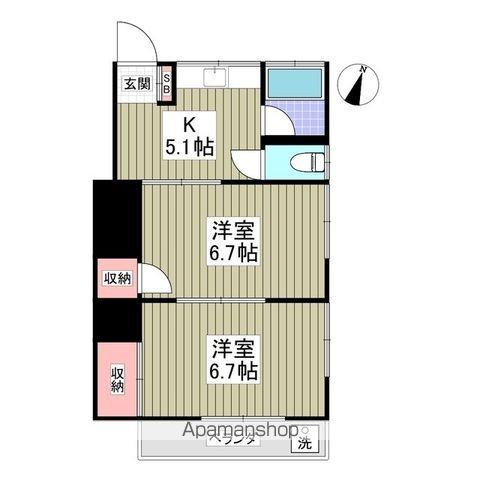 富士見コーポ(2K/2階)の間取り写真