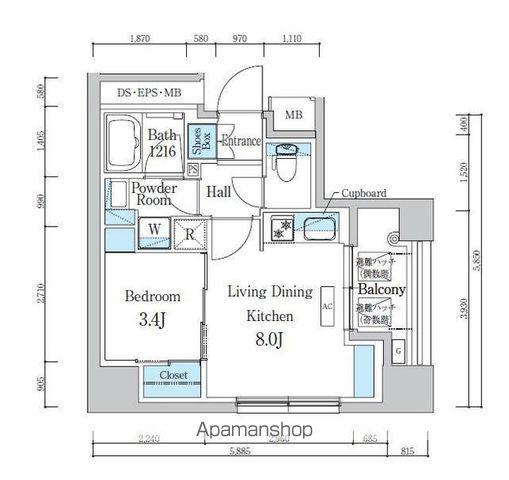 デュオフラッツ浅草蔵前(1LDK/4階)の間取り写真