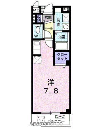 TAKUMI 24(ワンルーム/2階)の間取り写真