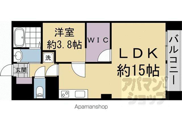 嵯峨天竜寺ハイツ(1LDK/4階)の間取り写真