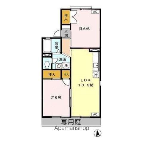 アムールビブレC棟(2LDK/1階)の間取り写真