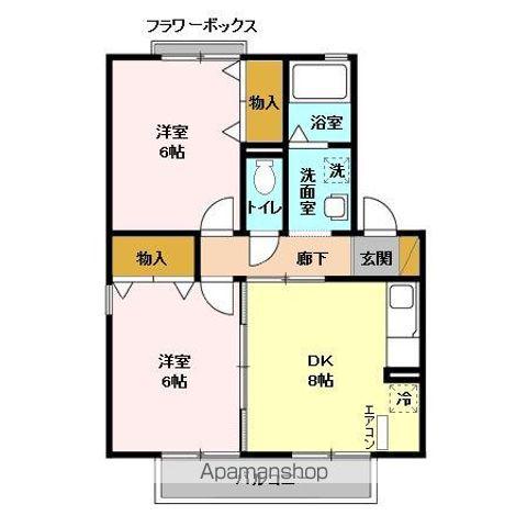 コーポ小倉A(2DK/2階)の間取り写真