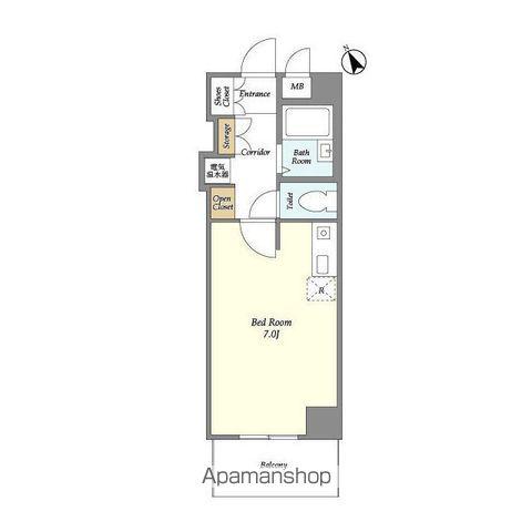 北辰レジデンス東船橋(ワンルーム/1階)の間取り写真