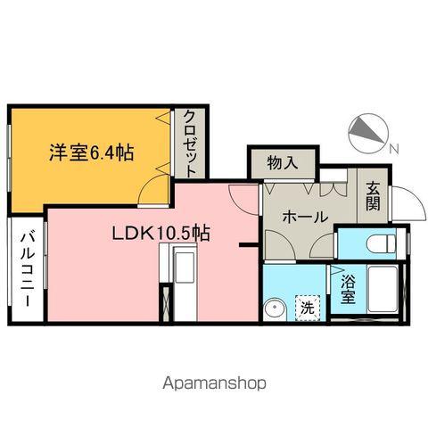 DモンドⅠ(1LDK/1階)の間取り写真