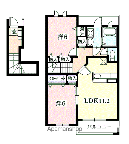 エスポワールⅠ(2LDK/2階)の間取り写真