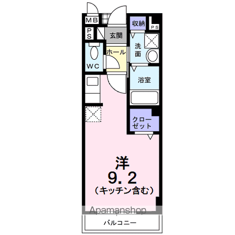 リオンB(ワンルーム/2階)の間取り写真