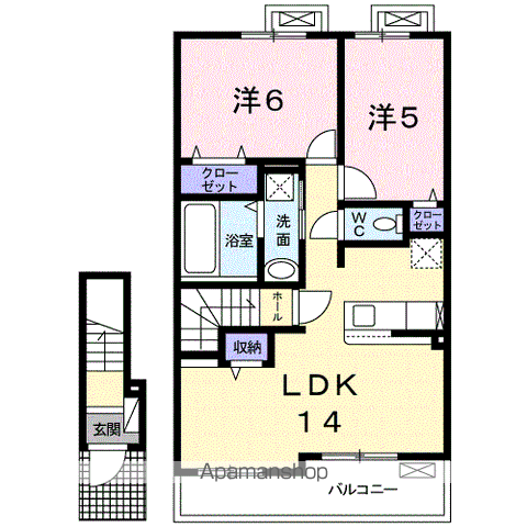 グレイス Ⅲ(2LDK/2階)の間取り写真