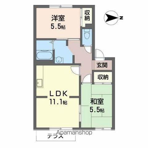 フレグランス旭(2LDK/1階)の間取り写真