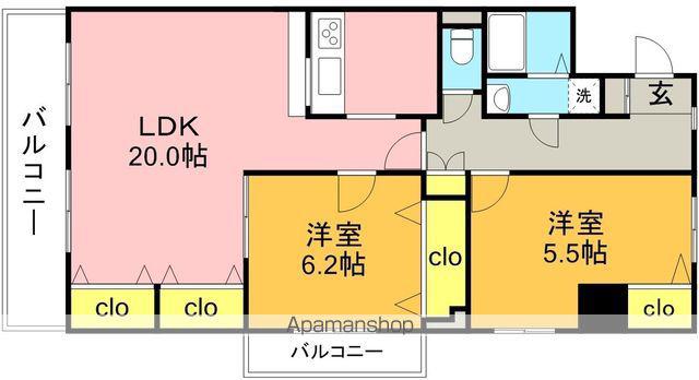 リーブル藤ヶ丘(2LDK/9階)の間取り写真
