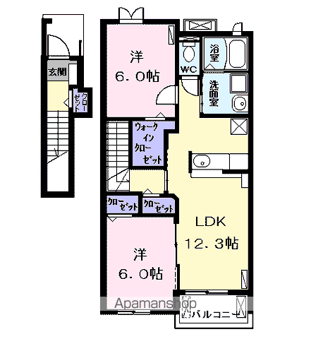 ラヴァーズ B(2LDK/2階)の間取り写真