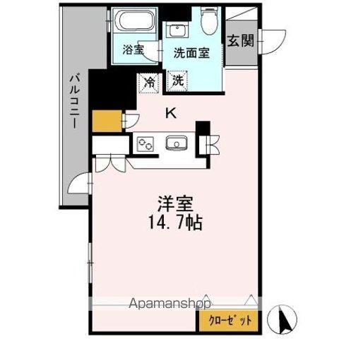 カスタリア伏見(ワンルーム/2階)の間取り写真
