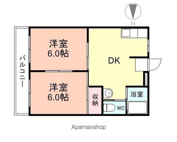 グランハイツ布市(2DK/2階)の間取り写真