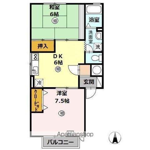 NITディアコート(2DK/2階)の間取り写真