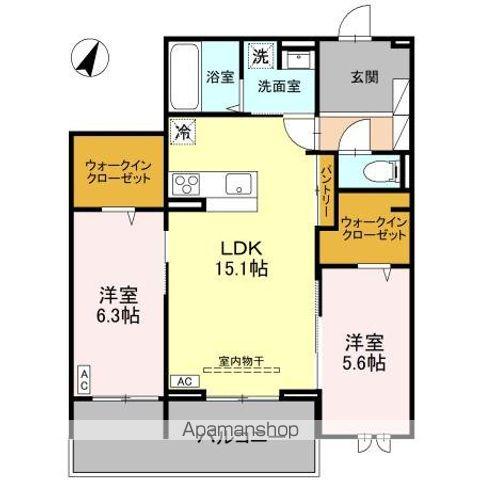 センカIII(2LDK/3階)の間取り写真