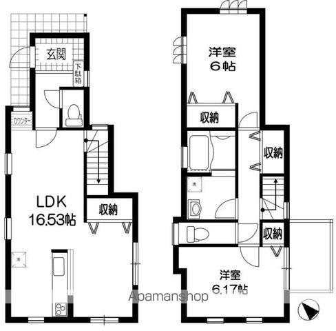 山手線 大塚駅(東京) 徒歩9分 2階建 築62年(2LDK)の間取り写真