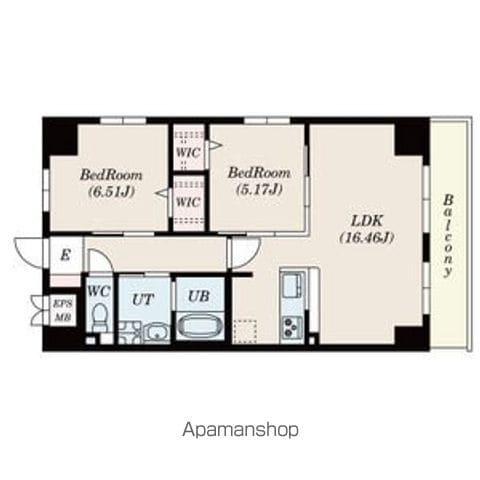 GRAN DUKE高辻(2LDK/11階)の間取り写真