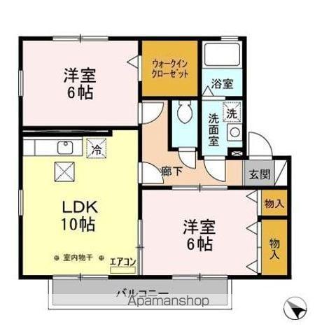 ピュア調(2LDK/1階)の間取り写真
