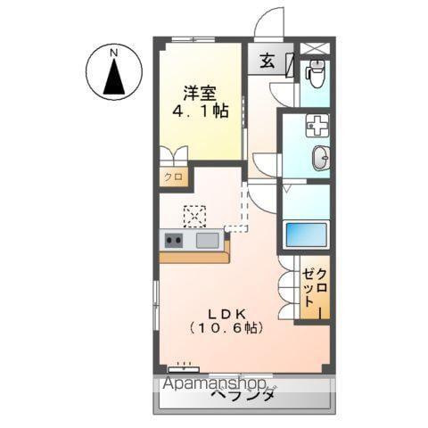 ピュアフォースせいら(1LDK/1階)の間取り写真