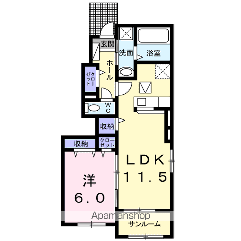 アルコ イーリス Ⅱ(1LDK/1階)の間取り写真