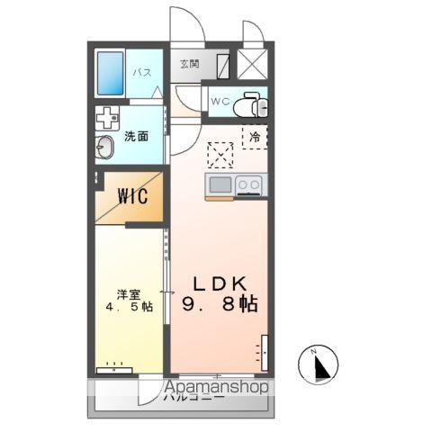 つくば市上横場アパートA棟(1LDK/1階)の間取り写真