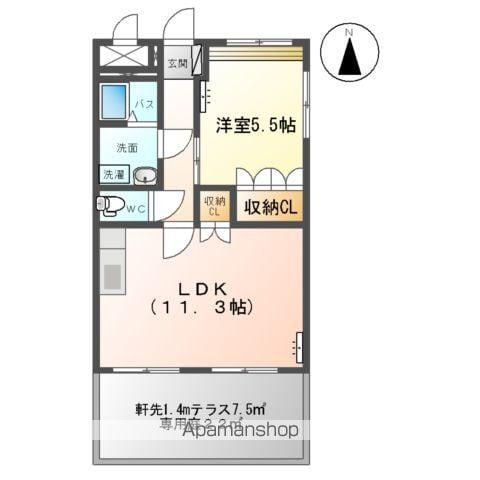 プリオール花(1LDK/1階)の間取り写真