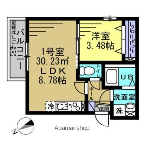 メラース(1LDK/3階)の間取り写真