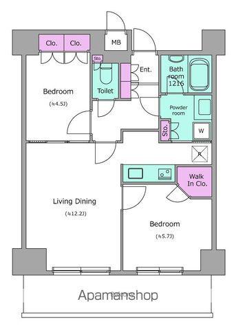 レジディア杉並方南町(2LDK/7階)の間取り写真