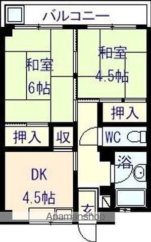 ハイツ佳苑1(2DK/2階)の間取り写真