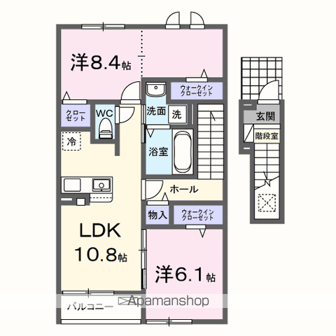 メゾンド・プチ・フルールⅩⅣ(2LDK/2階)の間取り写真