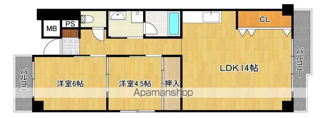 グランディⅡ中百舌鳥(2LDK/4階)の間取り写真