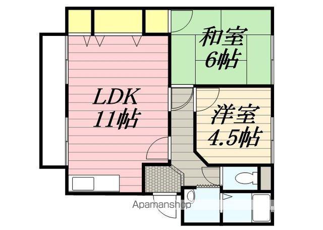 マウンテンビレッジ真木B(2LDK/2階)の間取り写真