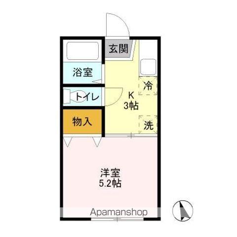 テラムラハイツ(1K/2階)の間取り写真