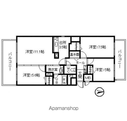 ハピオ壱番館(3LDK/5階)の間取り写真