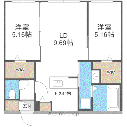 DIORE RESIDENCE SAPPORO(2LDK/3階)の間取り写真