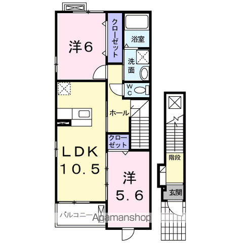 ボナールK(2LDK/2階)の間取り写真